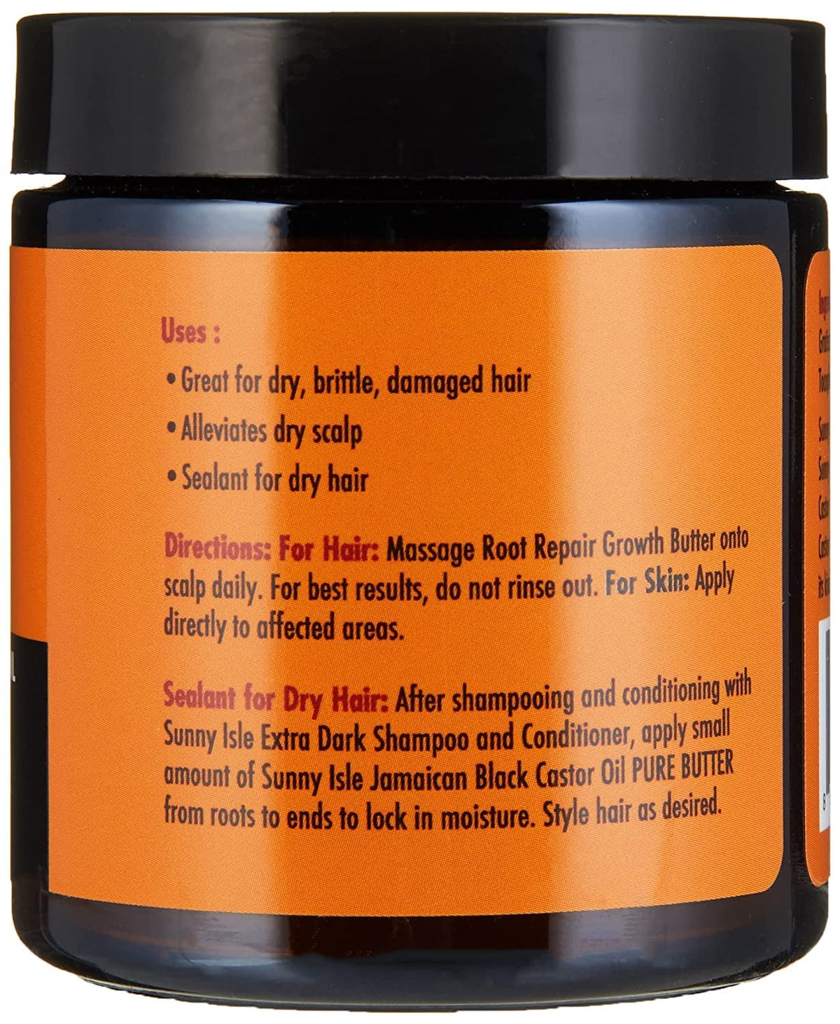 Sunny Isle Jamaican Black Castor Oil Root Repair Growth Butter 4oz - Restores & Revitalizes ALL Damaged Hair Types - Nutrient-Rich, Stimulates Hair Growth - Fights Dry, Itchy, Flaky Scalp