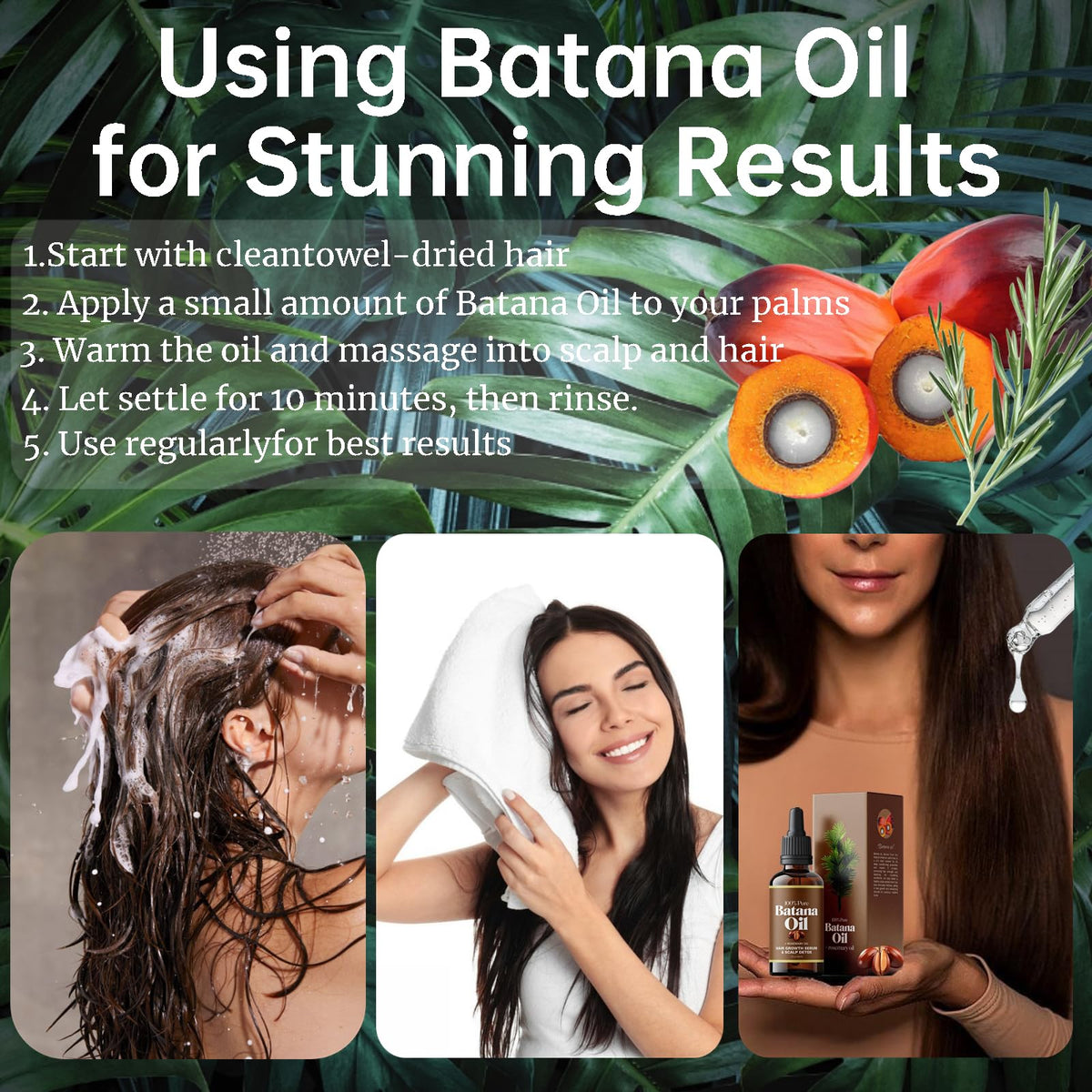 Batana Rosemary Oil for Hair Growth, 100% Pure Natural Organic Batana Oil with Rosemary Enhance Thickness and Strength, Batana Hair Growth Oil