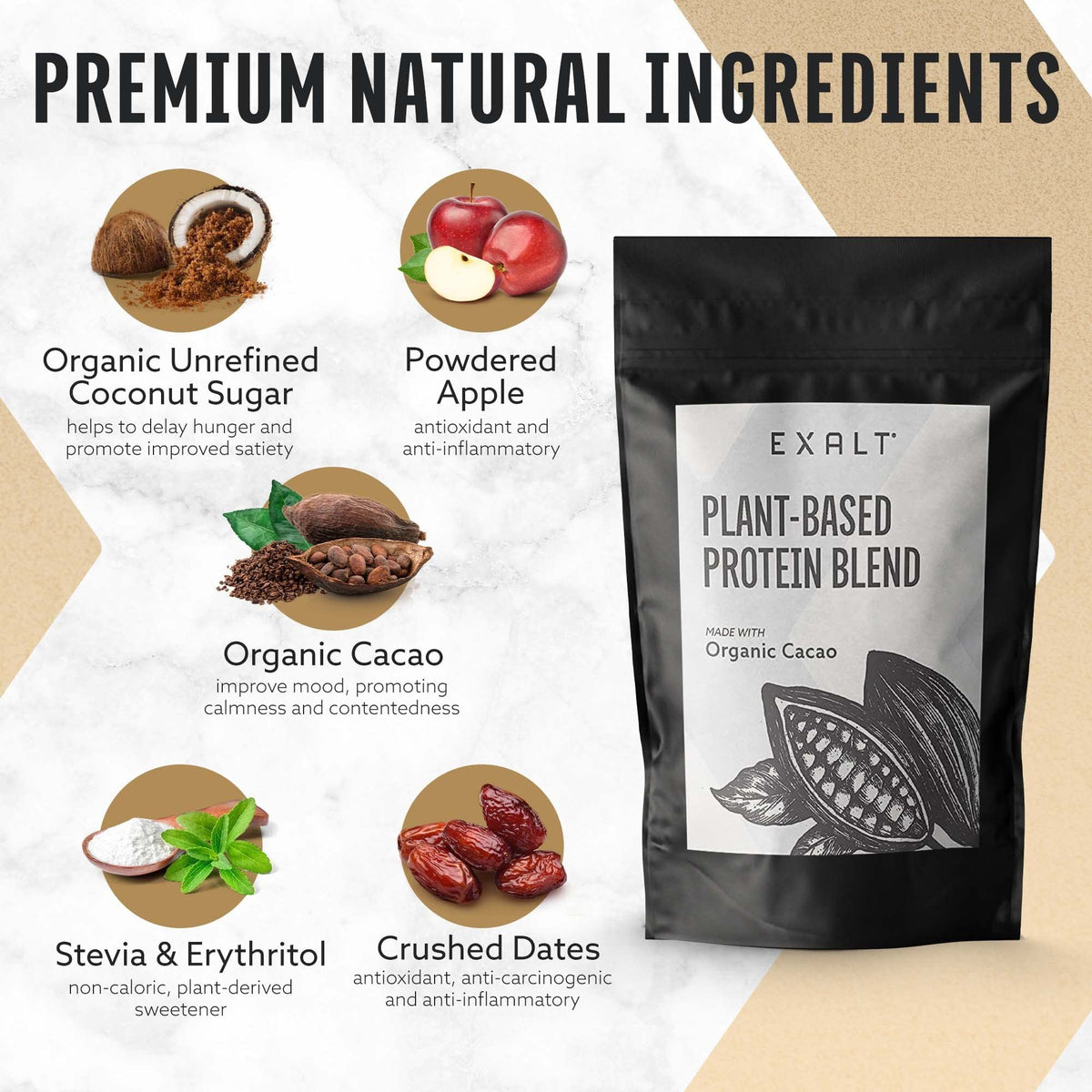 EXALT Vegan Protein Powder - 100% Plant-Based - Gluten Free - Keto Friendly