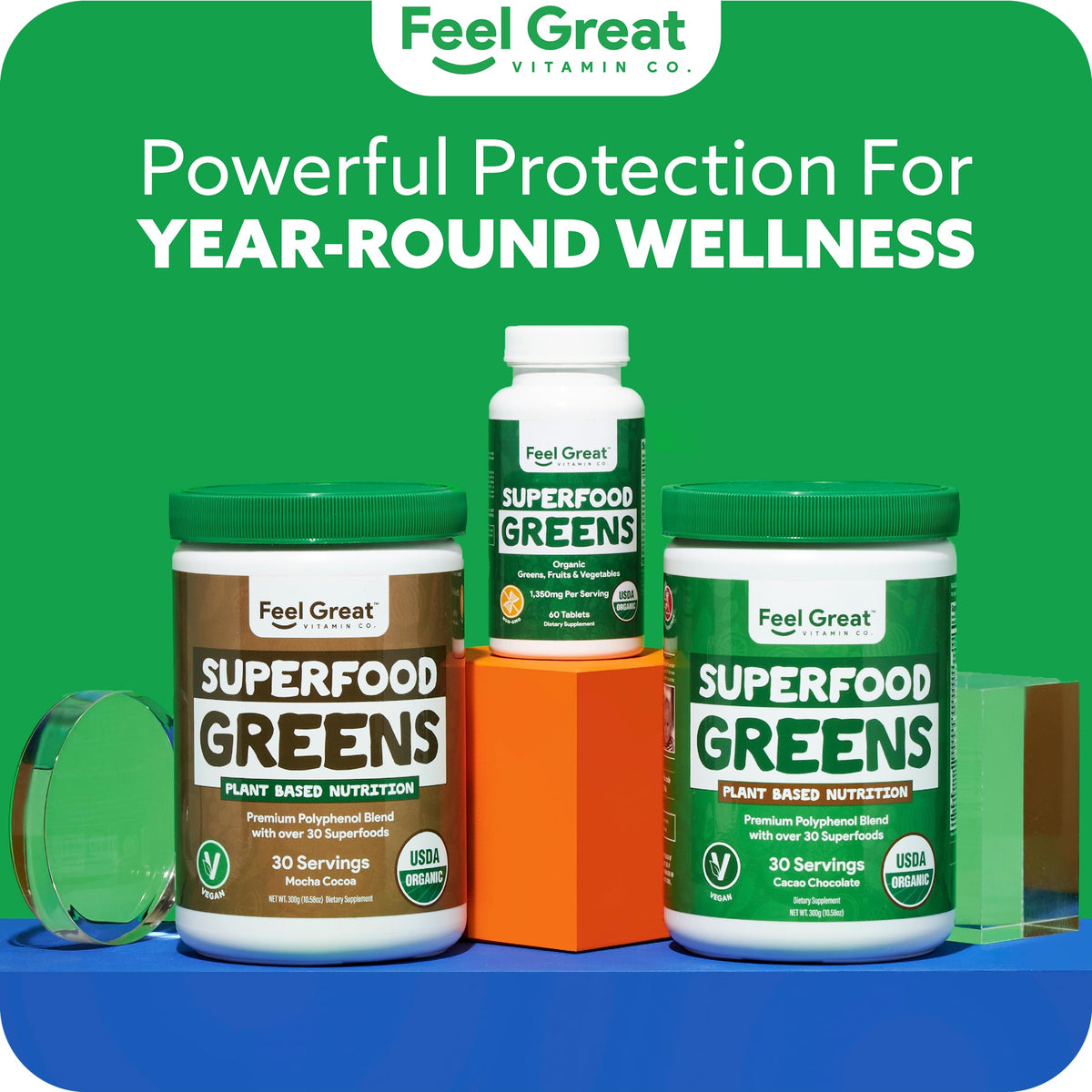 Superfood Greens by Feel Great Vitamin Co. - Organic Greens, Fruits and Veggies