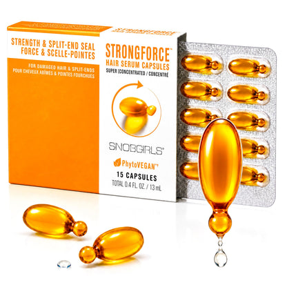 SNOB GIRLS Strength Repair Hair Serum Capsules - Damaged Hair, Split End Repair & Bond Sealing - Argan Oil, Peptides, Ceramides - Vegan, Mineral Oil-Free, Color-Safe - Leave-In Serum - 15Ct