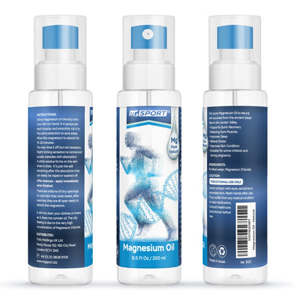 High Absorption Pure Magnesium Oil Spray - 250 ml - 100% Pure Magnesium Chloride