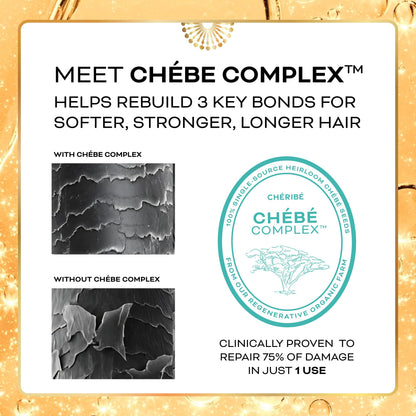 Chéribé Hair Growth Oil & Scalp - 100% Chebe Complex + Rosemary & Annatto to Nourish Roots, Soothe Dry Scalp, Boost Growth, Repair - Hair Oils for Textures 2A-4C - Porosities, Sulfate Free - 2.5 fl oz