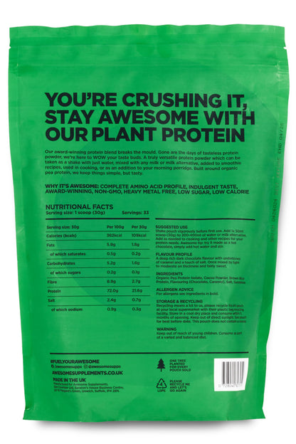 Chocolate Salted Caramel Awesome Protein Powder by Ben Coomber - 1kg Vegan Organic Flavoured Protein