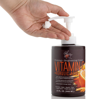 BLOOM Vitamin C Cream Body Lotion & Face Moisturizer W/Coconut Oil - Natural Skin Care