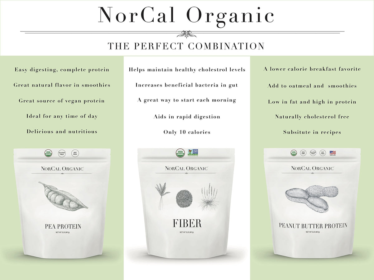 Norcal Organic Peanut Butter Protein Powder - 2lb - Vegan, Low-Cal, 11g Protein