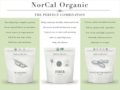 Norcal Organic Peanut Butter Protein Powder - 2lb - Vegan, Low-Cal, 11g Protein