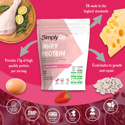 SimplyGo Whey Protein Powder - 900g - Simply Add 30g to Water, Juice or Shakes
