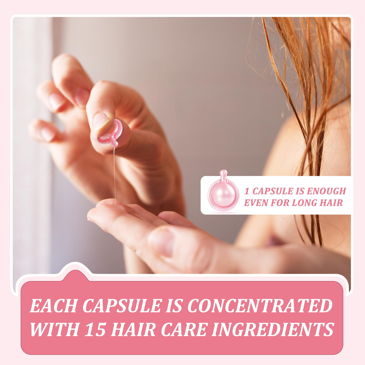 Hair Treatment Serum 40 Capsules, Hair Vitamins A C E Pro B5 - Hair Serum for Frizzy and Damaged Hair, Hair Oil with Rosa Rugosa Flower, Jojoba & Macadamia Seed - Leave in Conditioner for Women & Men