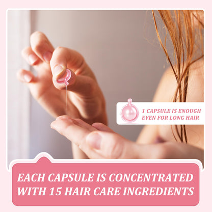 Hair Treatment Serum 40 Capsules, Hair Vitamins A C E Pro B5 - Hair Serum for Frizzy and Damaged Hair, Hair Oil with Rosa Rugosa Flower, Jojoba & Macadamia Seed - Leave in Conditioner for Women & Men