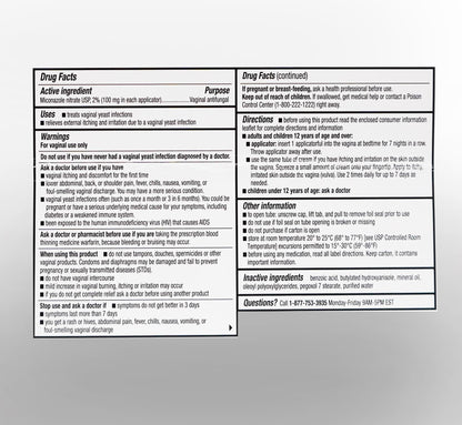 h2 pharma Miconazole 7 - Miconazole Nitrate Vaginal Cream, USP 2%, 1.59 oz Tube