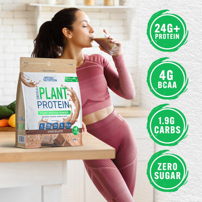 Applied Nutrition Plant Protein Powder - Critical Plant Vegan Protein Shake with SOYA, Pea, Brown Rice Proteins
