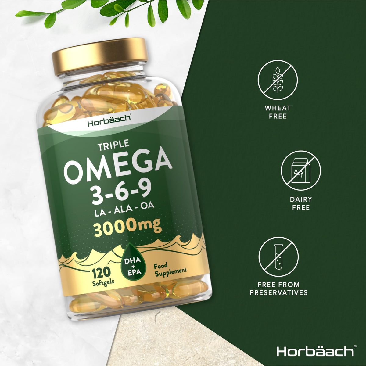 Omega 3 6 9 Capsules High Strength - 3000mg - 120 Softgels - Triple Omega 369