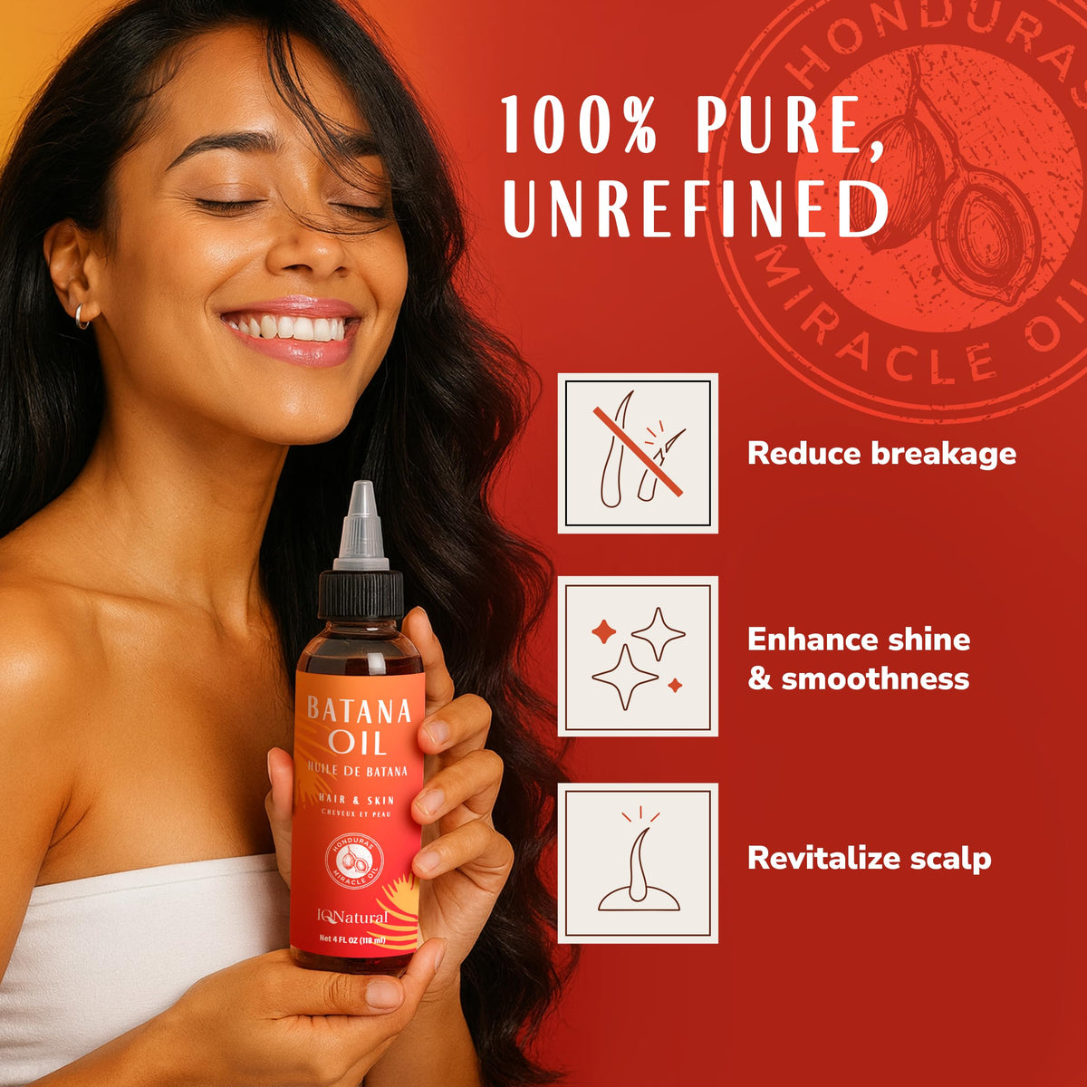 Organic Raw Batana Oil for Hair Growth Oil Women & Men, Pure Natural Batana from Honduras 4oz, Healthy, Thicker, Stronger, Hair Moisturizer for Black Women, Aceite de Batana Para la Caida del Cabello