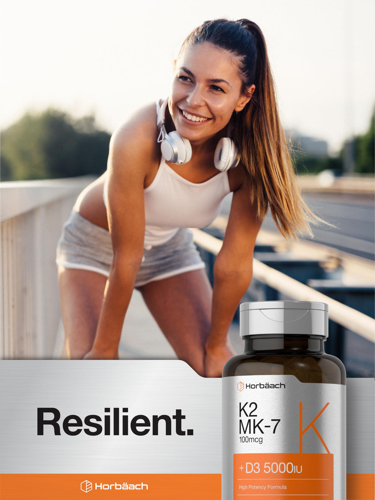 Horbäach Vitamin D3 K2 - 5000iu of Vitamin D & 100mcg MK-7 Complex - 180 Softgel Cap