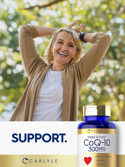 Carlyle CoQ10 300mg - 120 Softgels - Mega Q-Sorb Coenzyme Q-10 - with Black Pepper