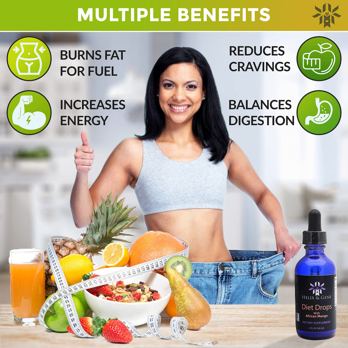 Helix & Gene Appetite Diet Drops Mango Flavor - Fast Weight Loss - Natural Metabolism