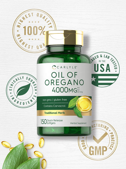 Oregano Oil Extract - Max Potency - 150 Softgel Capsules - Non-GMO and Gluten