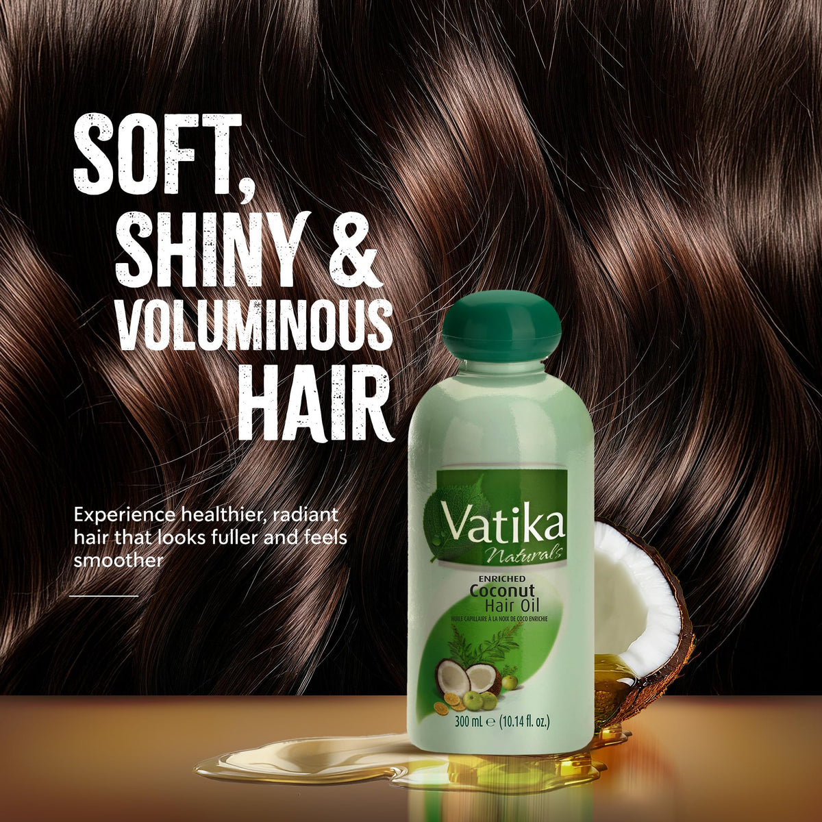 Dabur Vatika Naturals Coconut Hair Oil with Henna, Amla, Lemon & 5 Herbs - Nourish & Strengthen Hair & Scalp for Healthy & Radiant Hair for Kids, Women & Adults - 10.14 Fl Oz (Pack of 1)