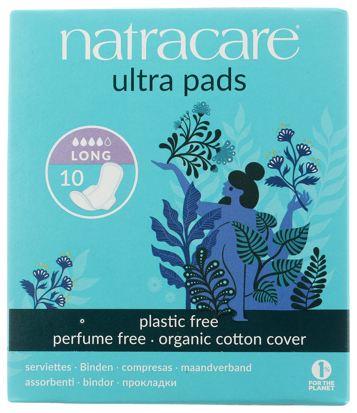 Natracare Slim Fitting Ultra Pads with Wings, Long, Made with Certified Organic Cotton