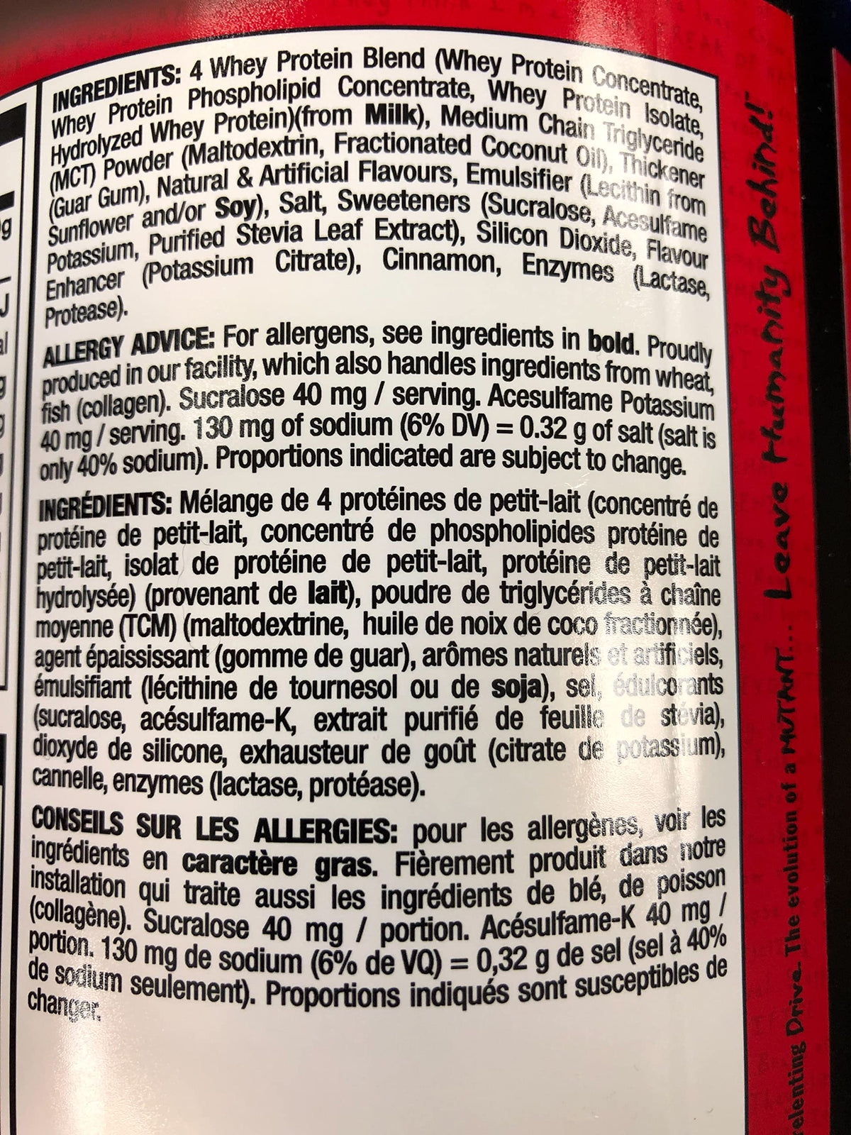 Mutant Whey - 100% Whey Protein Powder, Gourmet Taste, 22g of Protein, 10.4 g EAAs, 5 g BCAAs