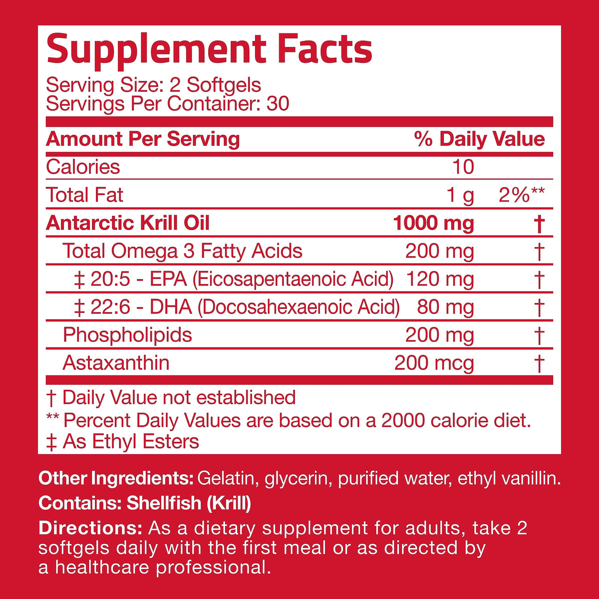Bronson Antarctic Krill Oil 1000 mg with Omega-3s EPA, DHA, Astaxanthin