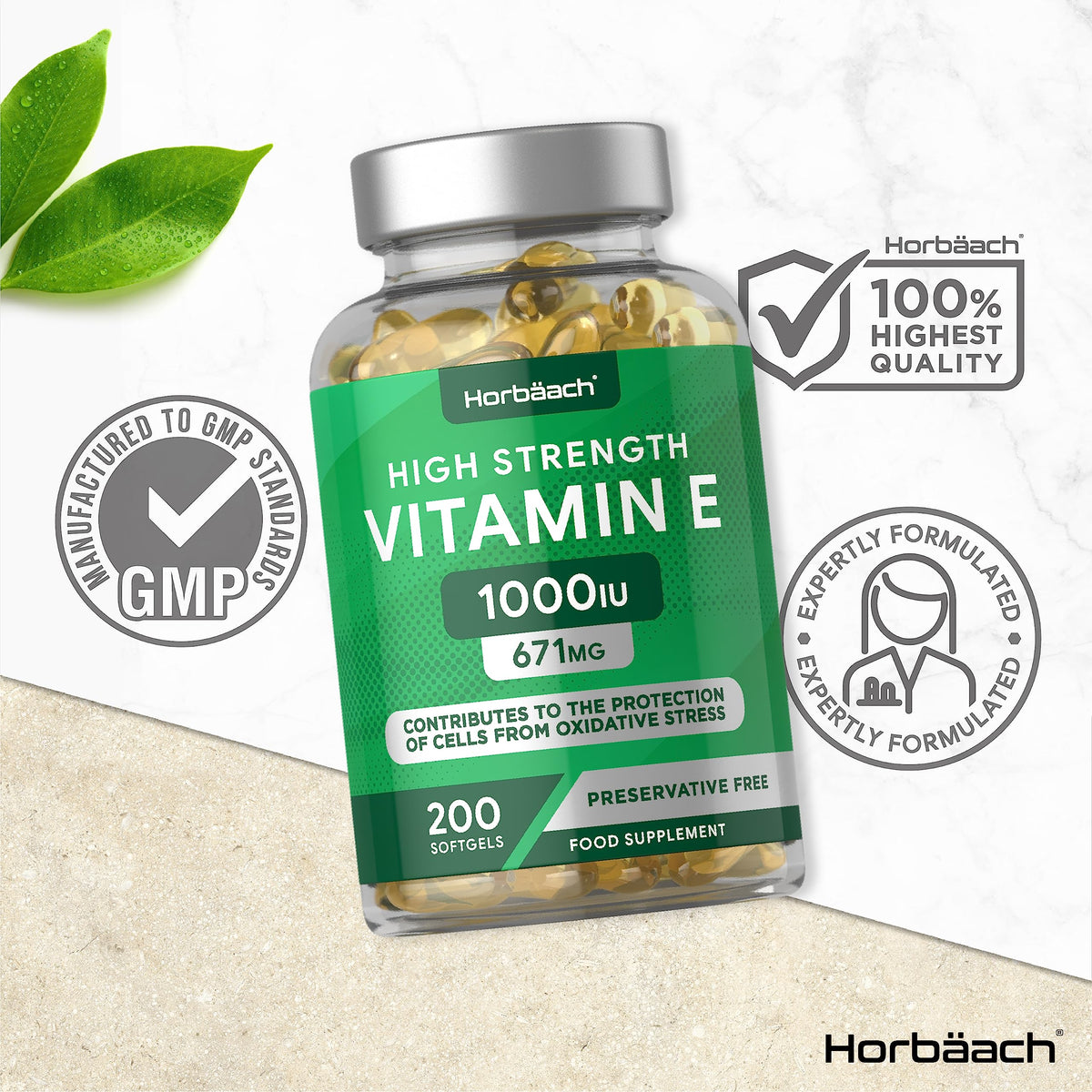 Vitamin E Capsules 1000iu - 200 Count - High Strength Vitamin E as DL-Alpha Tocopheryl