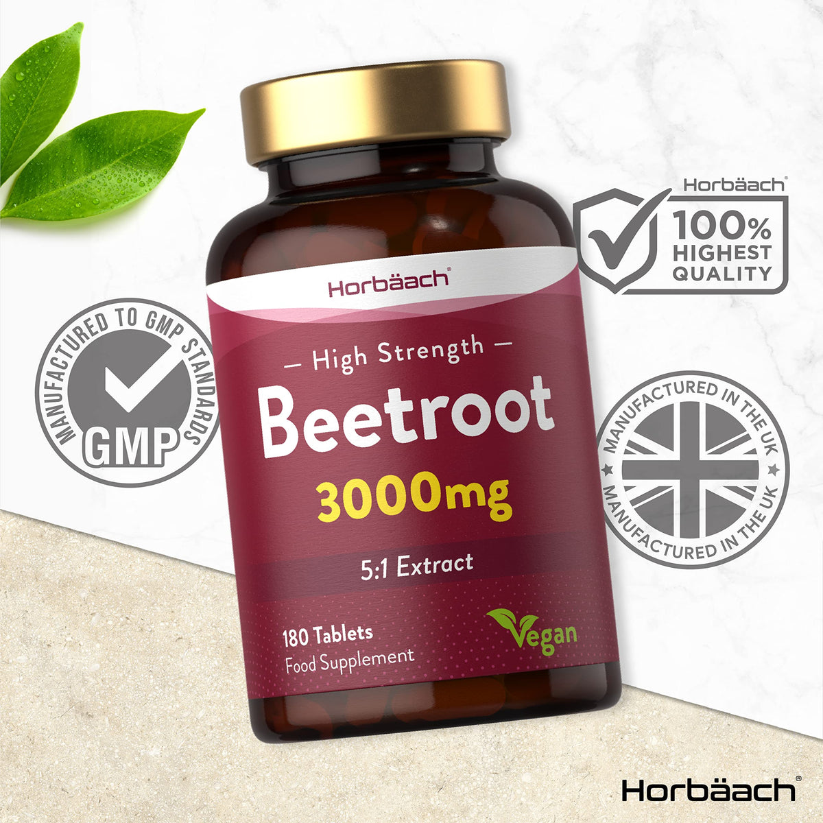 Beetroot Tablets 3000mg - 180 Count - High Strength 5:1 Extract Supplement - Nitric Oxide
