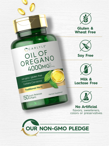 Oregano Oil Extract - Max Potency - 150 Softgel Capsules - Non-GMO and Gluten