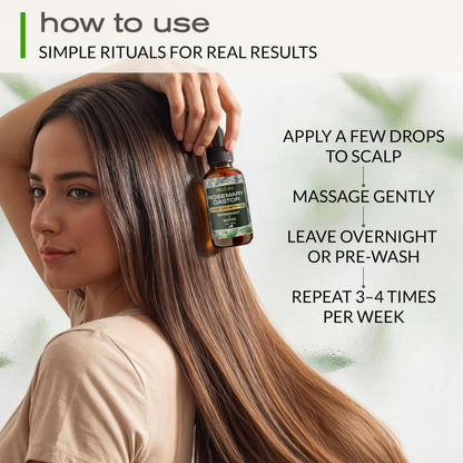 Ella & Eden Hair Growth Oil with Rosemary, Castor, Peppermint Oils & Biotin - Dry Scalp Treatment - Strengthening, Repairing, Soothing - 2 Fl Oz Glass Bottle