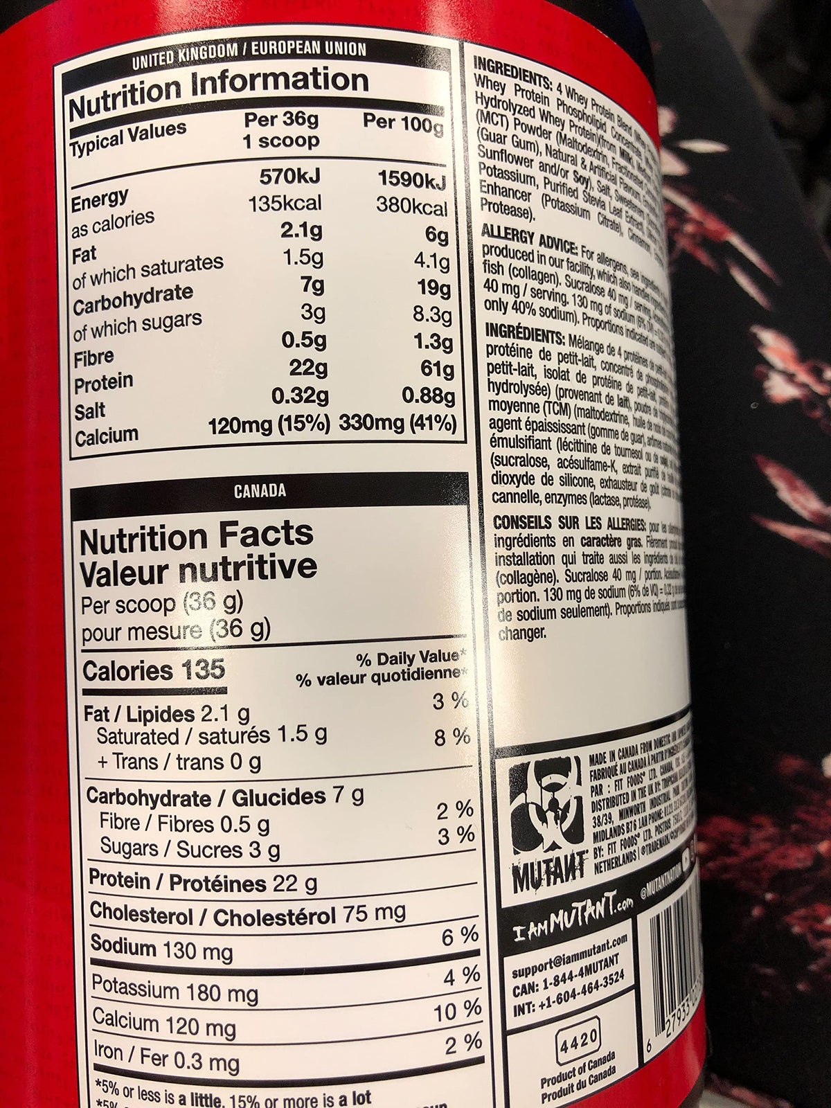 Mutant Whey - 100% Whey Protein Powder, Gourmet Taste, 22g of Protein, 10.4 g EAAs, 5 g BCAAs