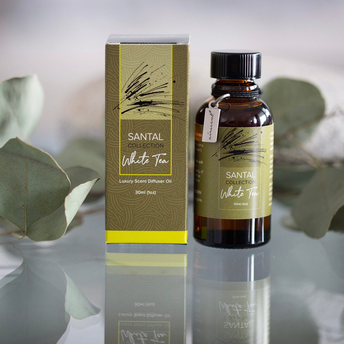 Santal White Tea Diffuser Oil - Air-Scent Aroma and Essential Oil Blend for Aromatherapy Diffusers - 30 Milliliter