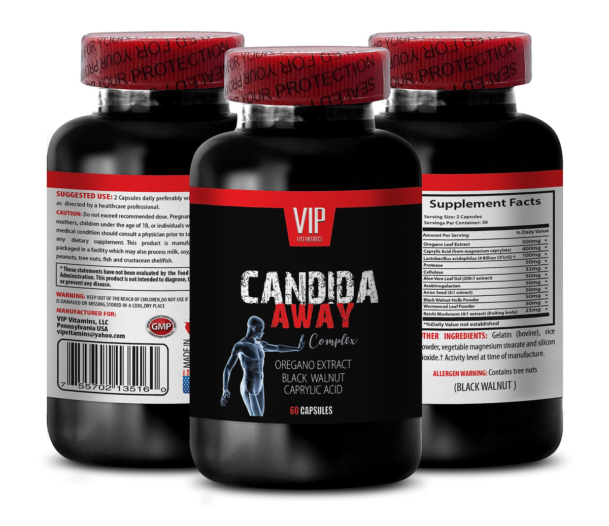 Natural detoxification Supplement - Candida Away Extra Strength Formula - Candida Support - Digestive AID
