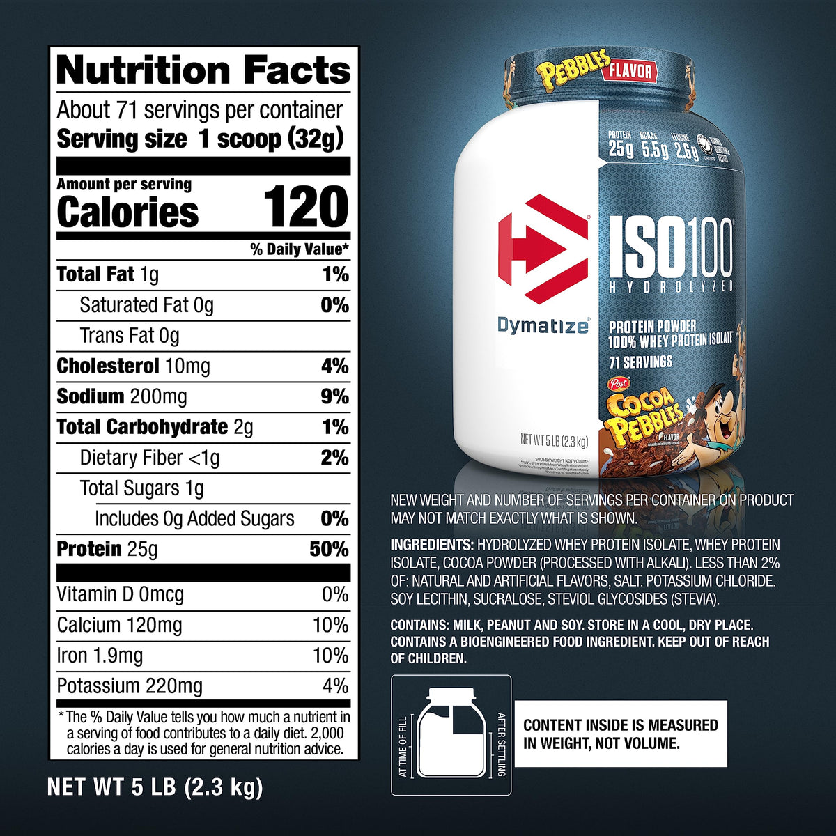 Dymatize ISO100 Hydrolyzed Protein Powder, 100% Whey Isolate, 25g of Protein, 5.5g