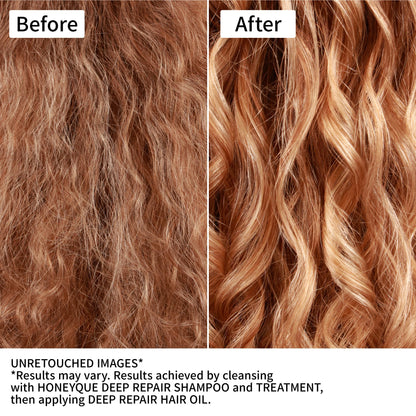 HONEYQUE Deep Repair Honey + Protein Hair Oil Extra Moist 100ml/3.38 fl. oz - Moisturizing 2-Way Hair Oil for Damaged, Frizzy Hair - With Manuka Honey, Keratin, Milk Protein - Japanese Hair Treatment