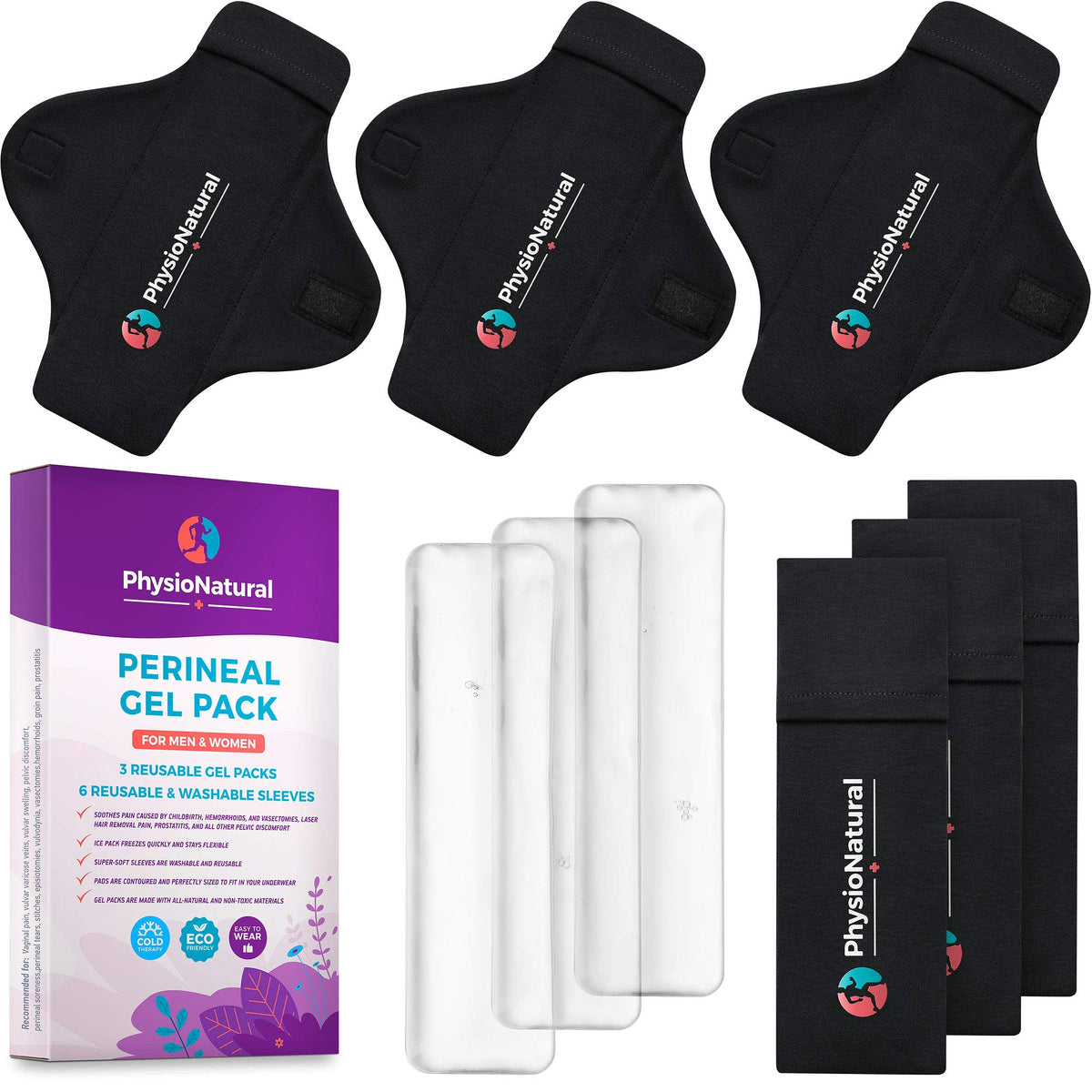 Reusable Perineal Ice Packs with Washable Sleeves – for Hemorrhoids, Postpartum Vaginal Pain